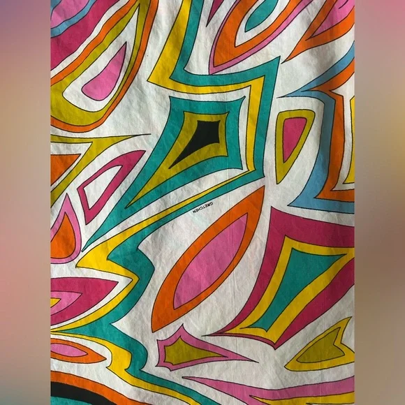 GRETCHEN SCOTT DESIGNS Cotton Sleeveless Wrap Dress Multicolor Geo Abstract | M - Picture 13 of 14